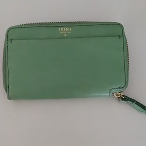 Fossil Dual Tone Green Leather Wallet